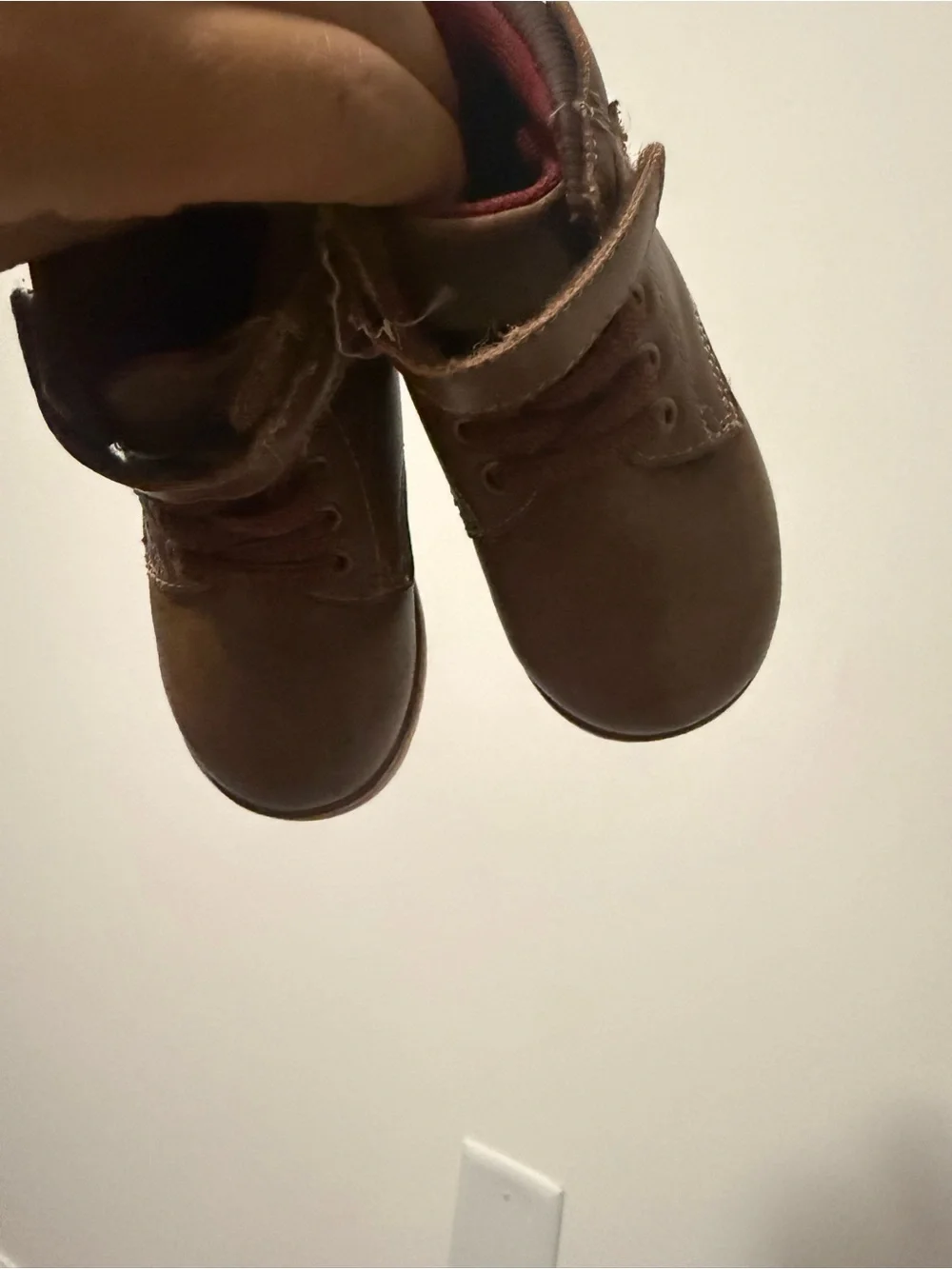 Toddler Brown Leather-Look Crown Vintage Ankle Boots